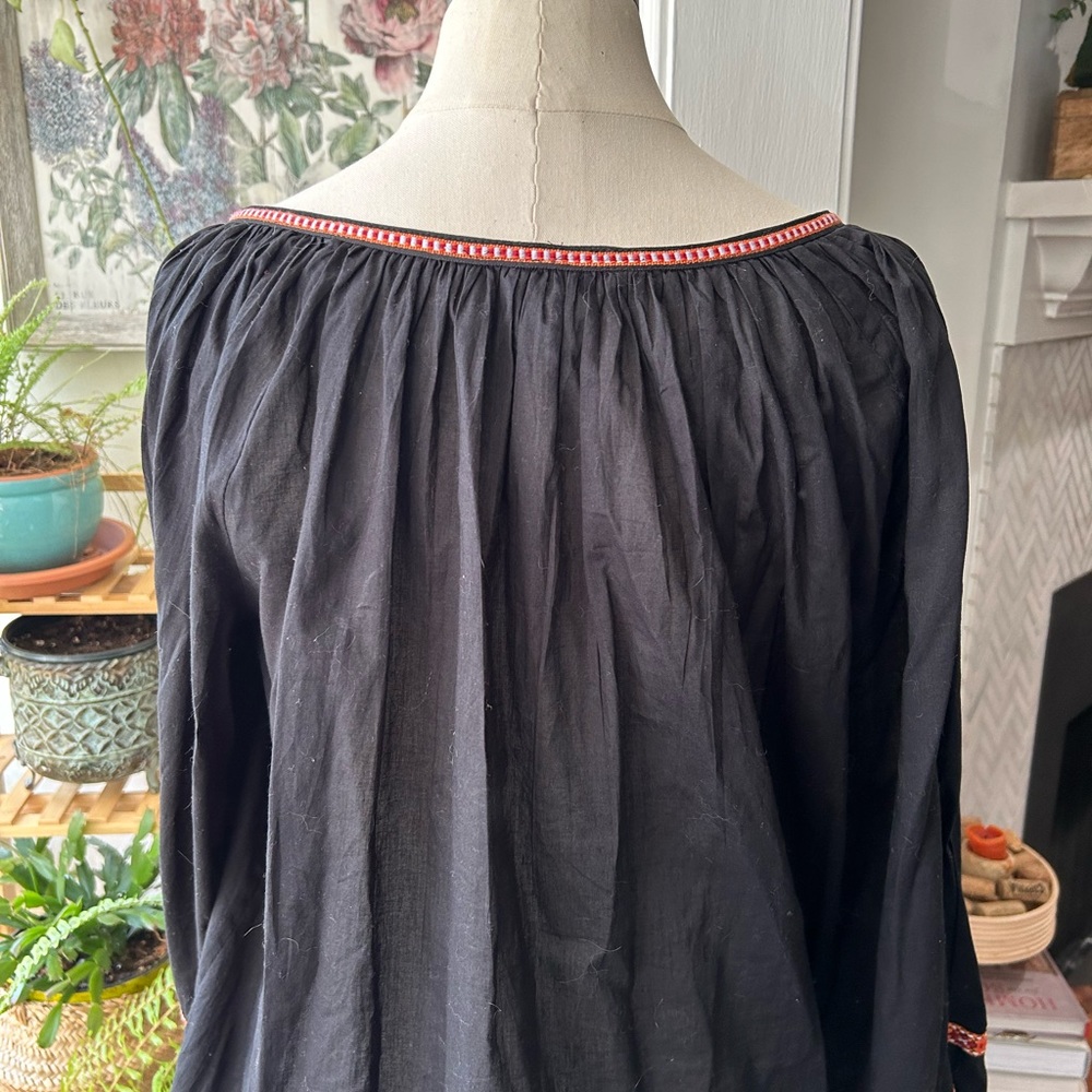 H&M boho blouse long elastic cuffs sleeves 100% cotton - Picture 5 of 7